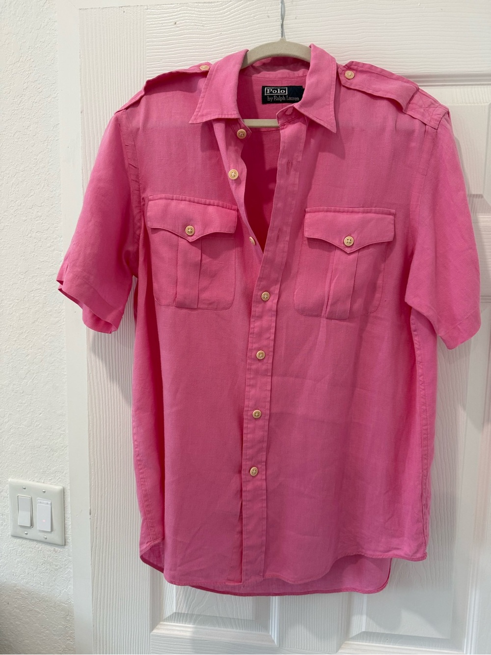 Polo by Ralph Lauren Pink Linen Short Sleeve Shirt, excellent condition
